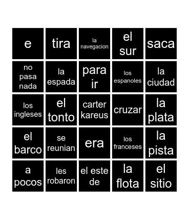 spanish bingo Card