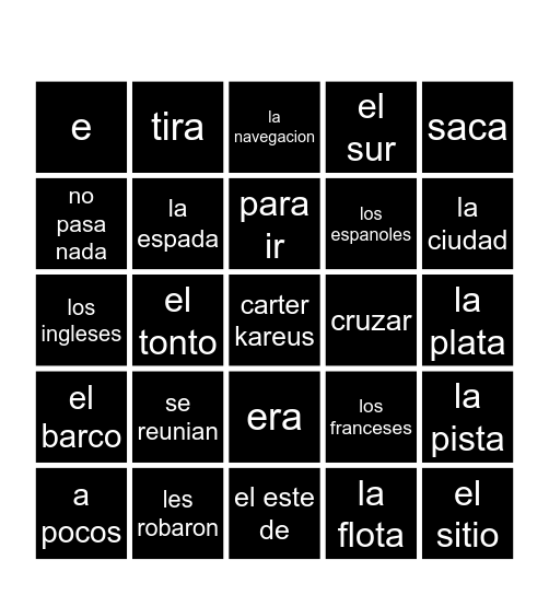 spanish bingo Card