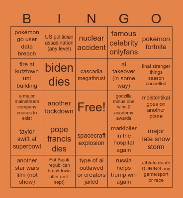 holly 2024 Bingo Card