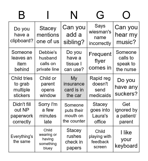 PEDS FO BINGO Card