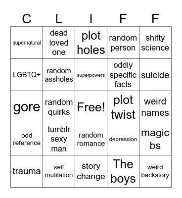 Cliff bingo Card