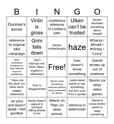 An Ocean of Others Ch 17 Bingo Card
