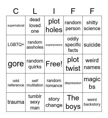 Cliff bingo Card