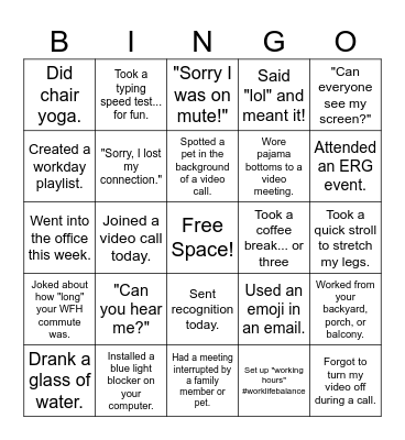 MIGA WFH Bingo Card
