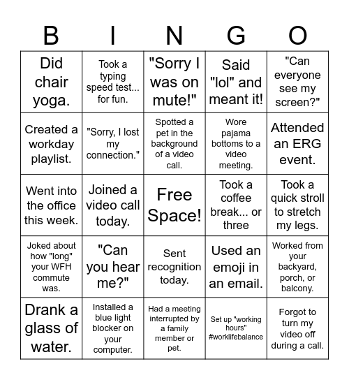 MIGA WFH Bingo Card