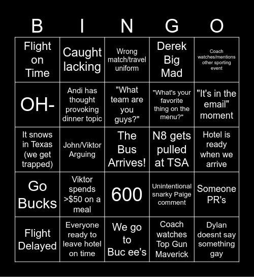 TCU Bingo Card Bingo Card