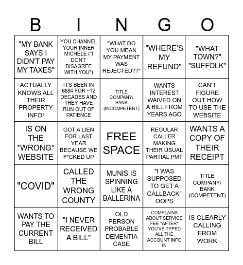 stuff you hear on the phone (off-season edition) Bingo Card