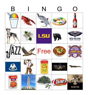Louisiana Bingo Card