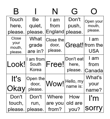 Lesson Review Bingo Card