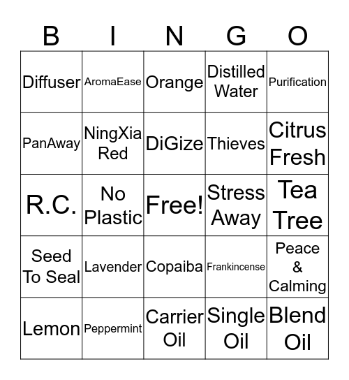 Oily Bingo Card