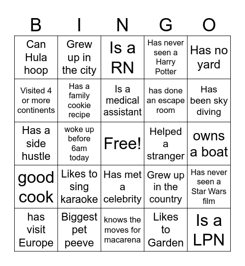 Buddy up bingo v.2 Bingo Card