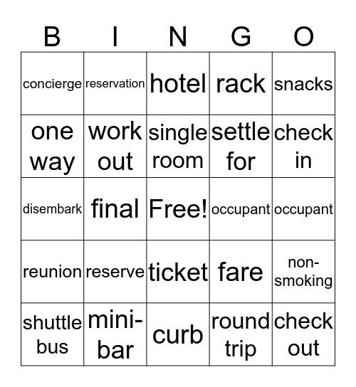 Travel Bingo! Bingo Card