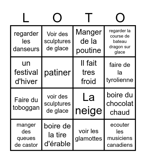 Bal de Neige Bingo Card