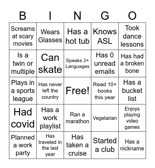 Buddy up bingo v.3 Bingo Card