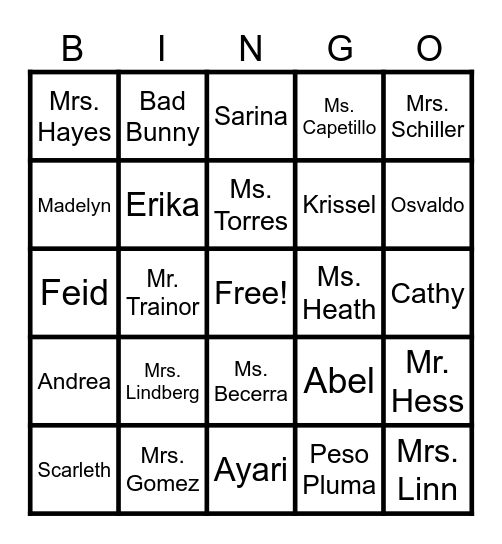 AMIGO BINGO!!! Bingo Card