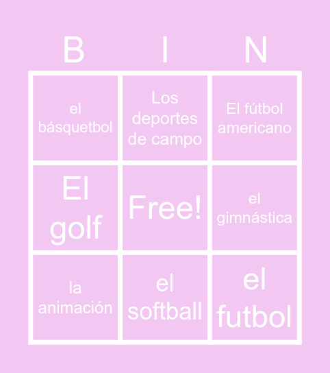 Sports (Spanish) Bingo Card