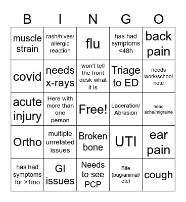Ready Care Bingo Card