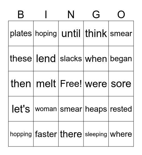 Word Wheel Goodbye Words Bingo Card