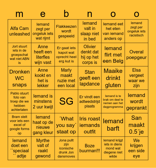 De Grote 126 Bingo Card