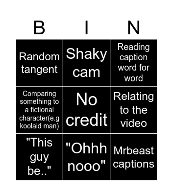 Ssniperwolf Bingo Card