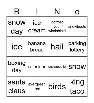 Winter Bingo Card