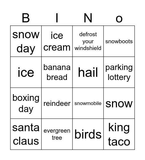 Winter Bingo Card