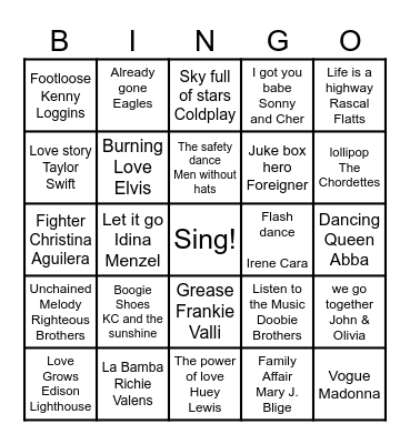 MUSIC BINGO Card