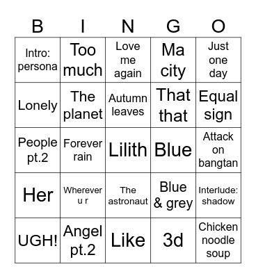@jeonikkh Bingo Card
