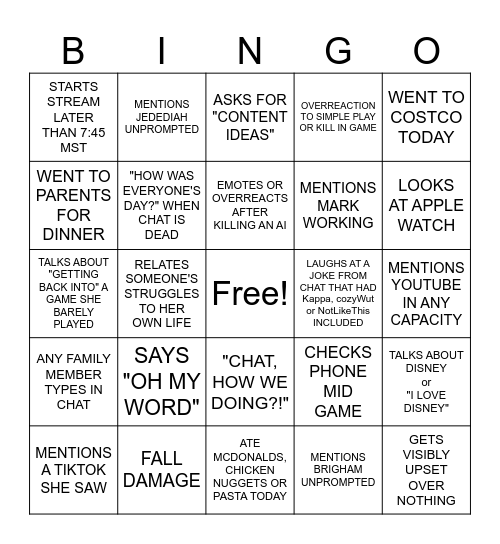 😎 OFFICIAL COZY BINGO 😎 Bingo Card