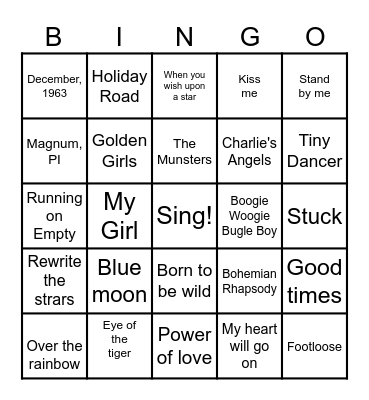 Movie/TV Bingo Card