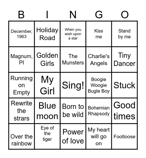 Movie/TV Bingo Card