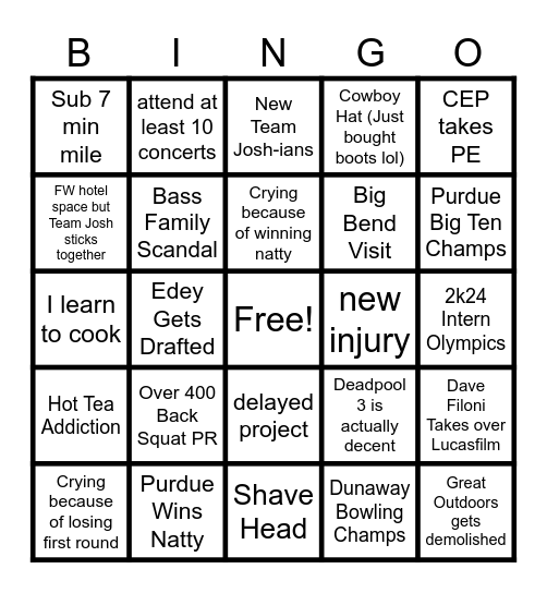 CEP Bingo Card