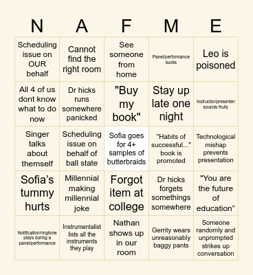IMEA Bingo Card