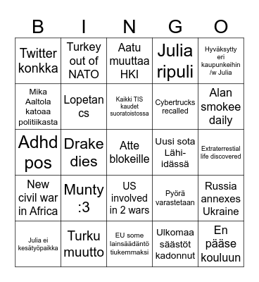 2024 bongo Bingo Card