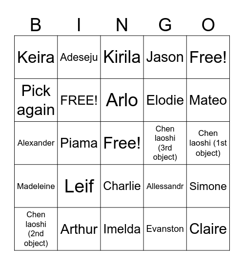 Is this yours? Bingo Card