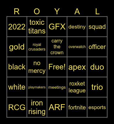 RCG Bingo Card