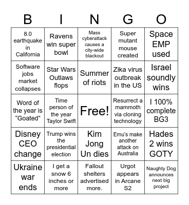 2024 Bingo Card