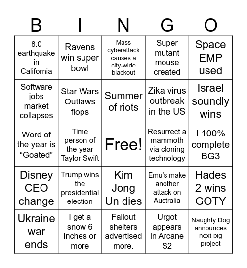 2024 Bingo Card