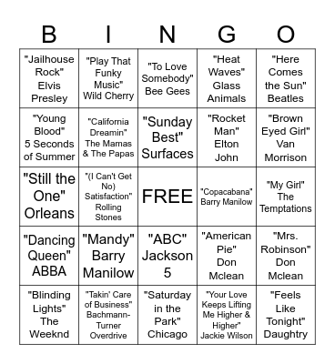 Musical Bingo! Bingo Card