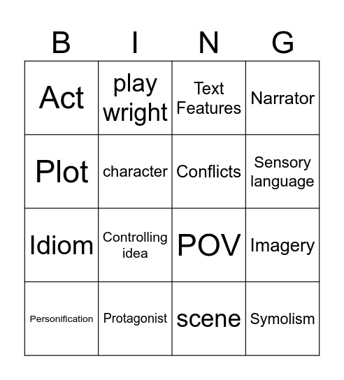 Vocabulary [RLA Bingo Card