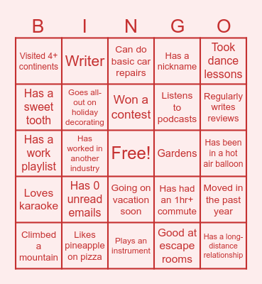 Find someone who.. Bingo Card