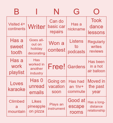 Find someone who... Bingo Card