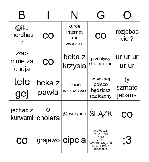 Bury :3 Bingo Card