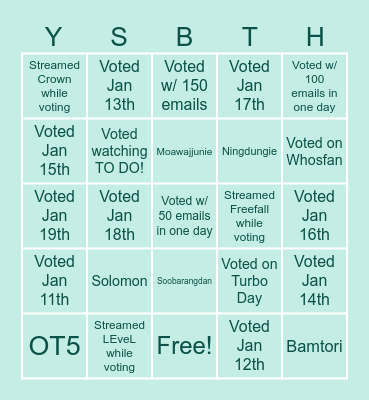 ⋆ ˚｡⋆୨୧˚People Choice Awards˚౨ৎ⋆˚｡⋆ Bingo Card