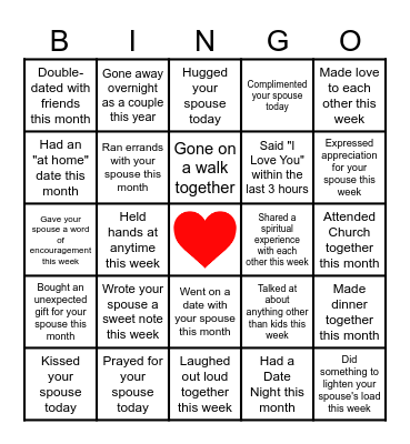COUPLES BINGO Card