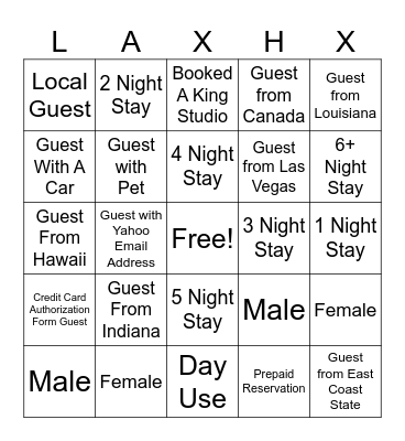 Hilton Honors Bingo Card