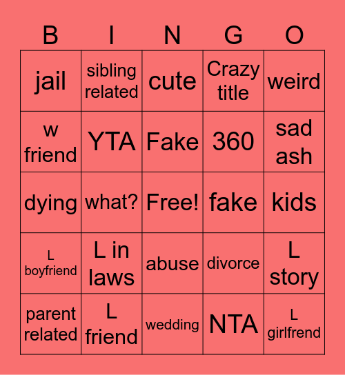 redit stoeries Bingo Card