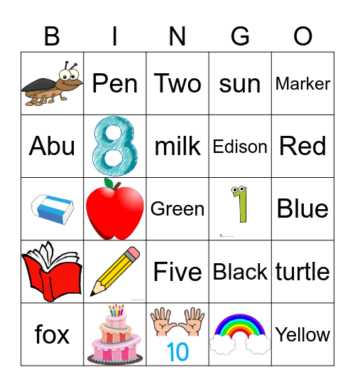 Here We Go 1 - Vocabulary Review Bingo Card