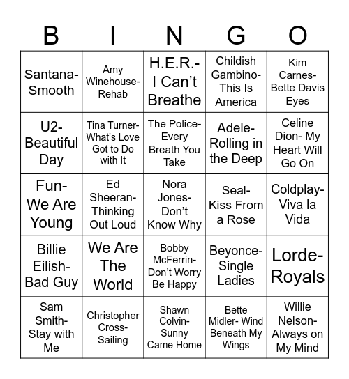 Radio Bingo SOTY Bingo Card