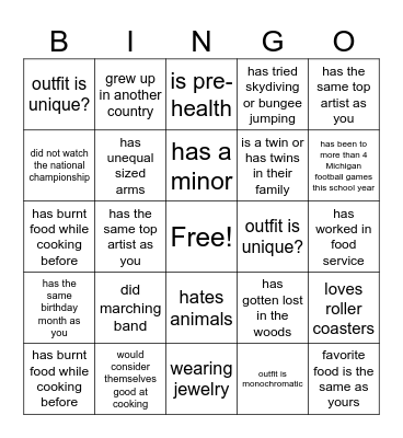 Find someone who! Bingo Card